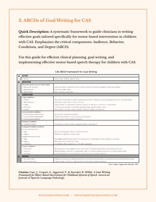 First page of the ABCDs of Goal Writing for CAS