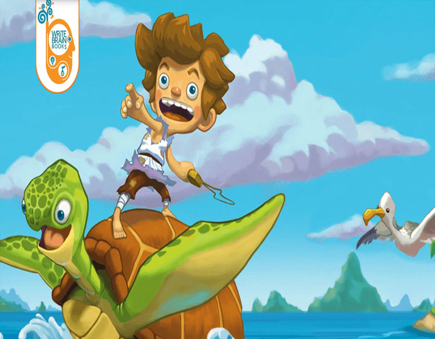 cartoon boy on turtle